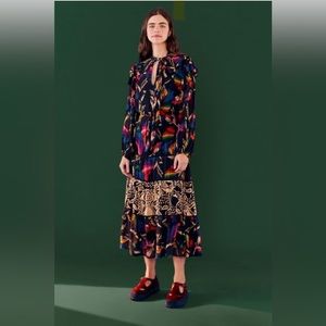 FARM RIO Black Macaws Flight MIDI Dress
